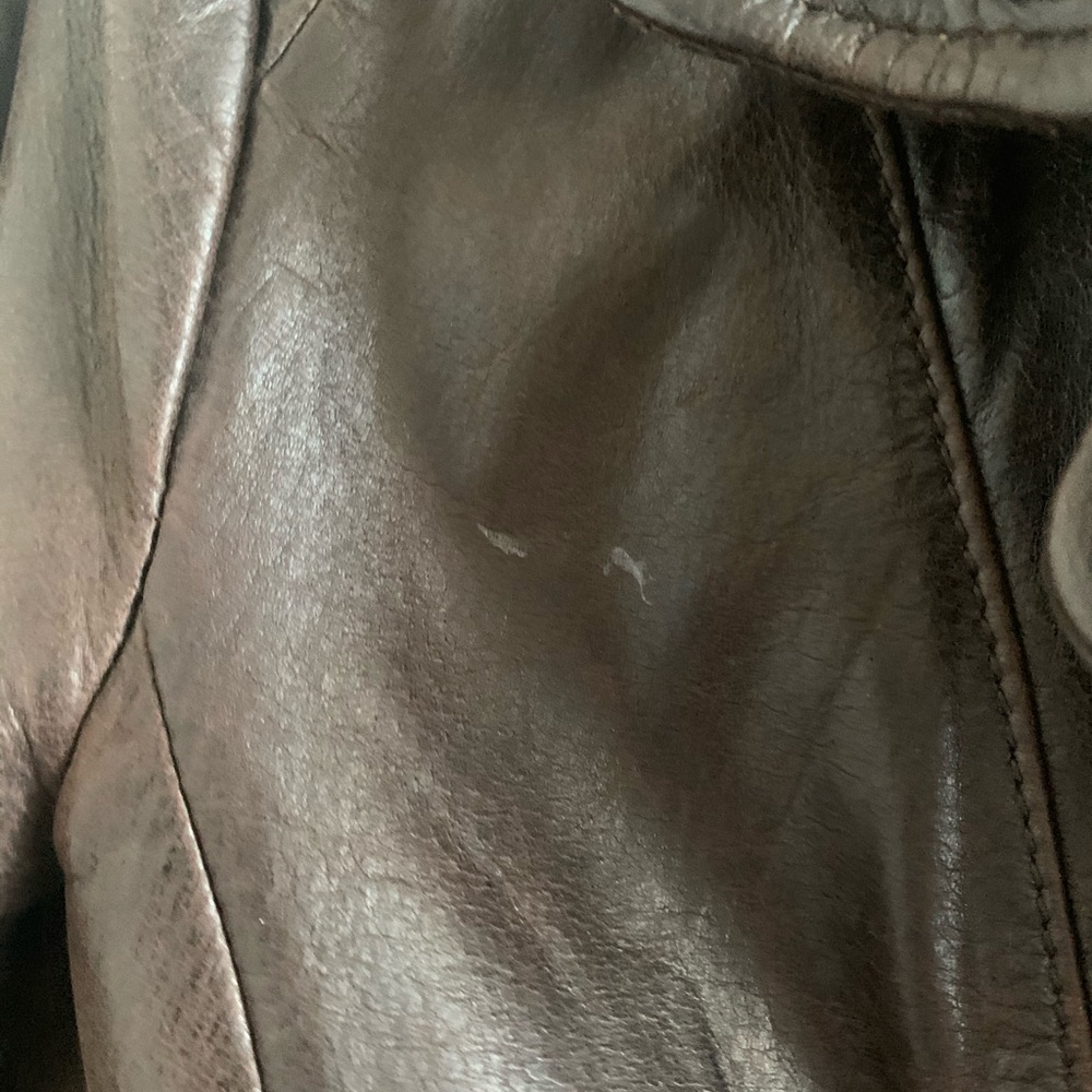 Cognac leather moto jacket Laundry by Shelli Segal - Picture 12 of 12